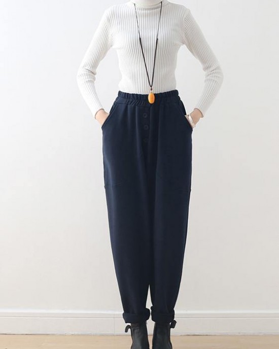 2025 Blue Harem Pants Pants Elastic Loose Bodywear 2025 Blue Harem Pants Pants Elastic Loose Bodywear