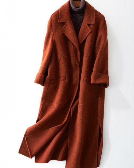 Fashion oversized trench coat half sleeve coats chocolate Notched Woolen Coats Fashion oversized trench coat half sleeve coats chocolate Notched Woolen Coats