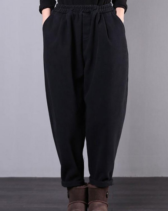 Beautiful black women pants plus size elastic waist pockets Work harem pants Beautiful black women pants plus size elastic waist pockets Work harem pants