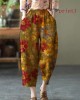 Natural Yellow Elastic Waist Summer Linen Harem Pants Natural Yellow Elastic Waist Summer Linen Harem Pants