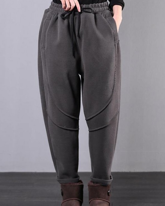 Simple gray women pants plus size clothing elastic waist drawstring Photography trousers Simple gray women pants plus size clothing elastic waist drawstring Photography trousers