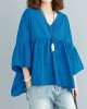 Black V Neck Patchwork Asymmetrical Design Fall Top Three Quarter sleeve Black V Neck Patchwork Asymmetrical Design Fall Top Three Quarter sleeve