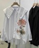 Bohemian Purple Pink Peter Pan Collar Button asymmetrical design Fall Long sleeve Top Bohemian Purple Pink Peter Pan Collar Button asymmetrical design Fall Long sleeve Top
