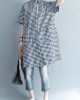 Unique black white plaid cotton linen shirts women stylish lapel pockets oversized Summer shirts Unique black white plaid cotton linen shirts women stylish lapel pockets oversized Summer shirts