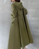 Chic Army Green Pockets Patchwork Button Zippered Fall Tie Waist Hooded Coat Long Sleeve Chic Army Green Pockets Patchwork Button Zippered Fall Tie Waist Hooded Coat Long Sleeve
