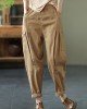Organic Khaki Loose Pockets Harem Fall Pants Organic Khaki Loose Pockets Harem Fall Pants