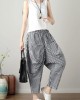 women black plaid casual cotton pants plus size big pockets crop pants women black plaid casual cotton pants plus size big pockets crop pants
