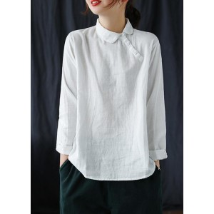 Chic White Clothes Lapel Button Down Spring Blouses