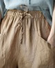 Art Khaki Tie Waist Pockets Summer Harem Pants Linen Art Khaki Tie Waist Pockets Summer Harem Pants Linen