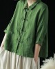 Beautiful Green Peter Pan Collar Pockets Summer Linen top Beautiful Green Peter Pan Collar Pockets Summer Linen top