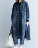 Chic side open Fine coats women denim blue loose jackets fall Chic side open Fine coats women denim blue loose jackets fall