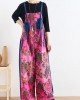 2025 retro national style rose printed loose denim overalls 2025 retro national style rose printed loose denim overalls