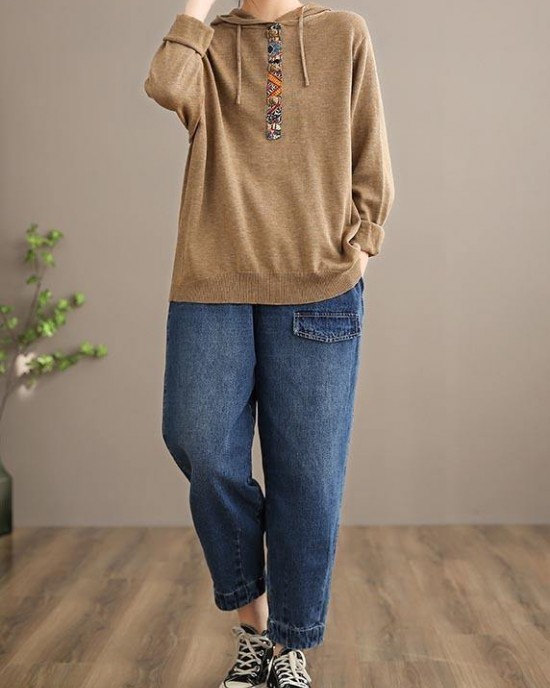 Handmade Spring Casual Pants Oversize Denim Blue Photography Elastic Waist Trousers Handmade Spring Casual Pants Oversize Denim Blue Photography Elastic Waist Trousers