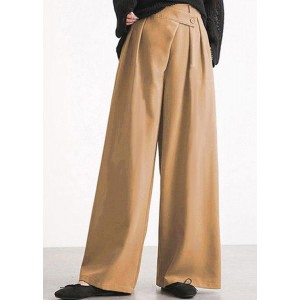 Women Casual Work Cross Button Design Wide Leg Pants