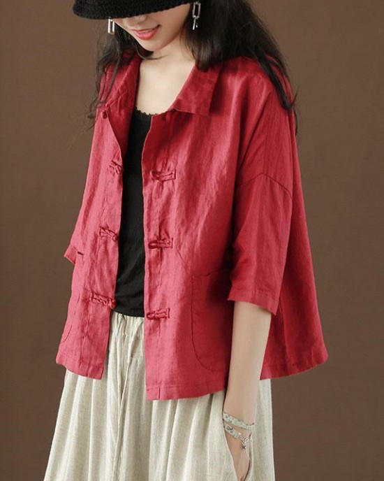 Beautiful Green Peter Pan Collar Pockets Summer Linen top Beautiful Green Peter Pan Collar Pockets Summer Linen top