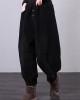 Unique black trousers oversized fall Corduroy pockets Cotton women trousers Unique black trousers oversized fall Corduroy pockets Cotton women trousers
