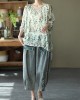 Stylish Green V Neck Print Fall Tops Long sleeve Stylish Green V Neck Print Fall Tops Long sleeve