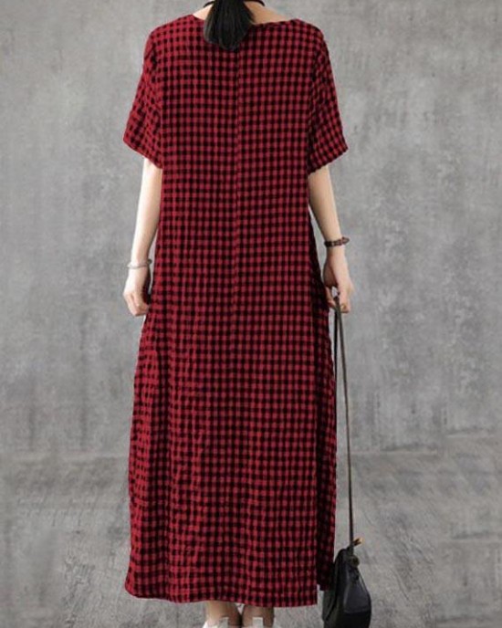 Vivid patchwork linen quilting dresses Runway black plaid Dresses summer Vivid patchwork linen quilting dresses Runway black plaid Dresses summer