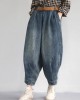 Women Spring Vintage Solid Loose Turnip Pants Jeans Women Spring Vintage Solid Loose Turnip Pants Jeans
