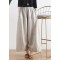 20 summer stitching thin women's new cotton and linen nude wide-leg pants