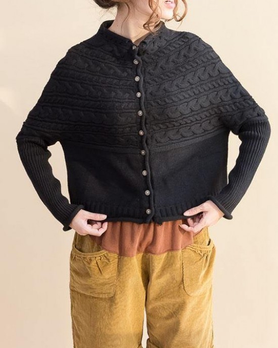 Pullover black knitted cardigans oversized fall knitted coat o neck Button Down tops Pullover black knitted cardigans oversized fall knitted coat o neck Button Down tops