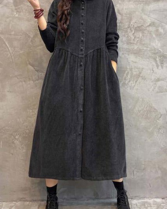 French blackish green corduroy coats Inspiration thick Cinched women coats ( Limited Stock)