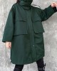 Art stand collar pockets fine clothes For Women army green Knee jackets Art stand collar pockets fine clothes For Women army green Knee jackets