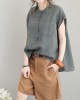 Unique o neck linen tops women blouses low high design Plus Size Clothing gray green shirt Unique o neck linen tops women blouses low high design Plus Size Clothing gray green shirt