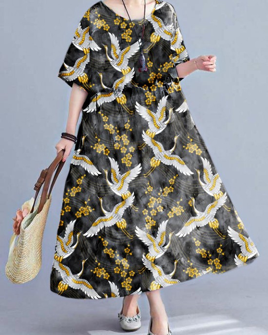 Bohemian floral Long dress half sleeve Cinched Maxi summer Dresses Bohemian floral Long dress half sleeve Cinched Maxi summer Dresses