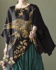 Art Black Asymmetrical Design Embroideried Summer Ramie Shirt Tops Art Black Asymmetrical Design Embroideried Summer Ramie Shirt Tops