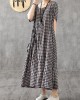 Vivid patchwork linen quilting dresses Runway black plaid Dresses summer Vivid patchwork linen quilting dresses Runway black plaid Dresses summer