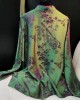 Elegant Green Stand Collar Patchwork Jacquard side open Silk Shirts Long Sleeved Elegant Green Stand Collar Patchwork Jacquard side open Silk Shirts Long Sleeved