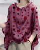 Art Navy Tops Ruffles Trim Half Sleeve Shirts Blouse Plus Size