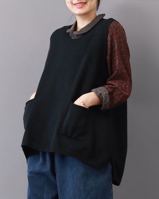boutique black sweaters plus size big pockets sweaters 2018 sleeveless shirt boutique black sweaters plus size big pockets sweaters 2018 sleeveless shirt