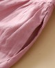 Unique Pink Peter Pan Collar Wrinkled Linen Holiday Dress Short Sleeve Unique Pink Peter Pan Collar Wrinkled Linen Holiday Dress Short Sleeve