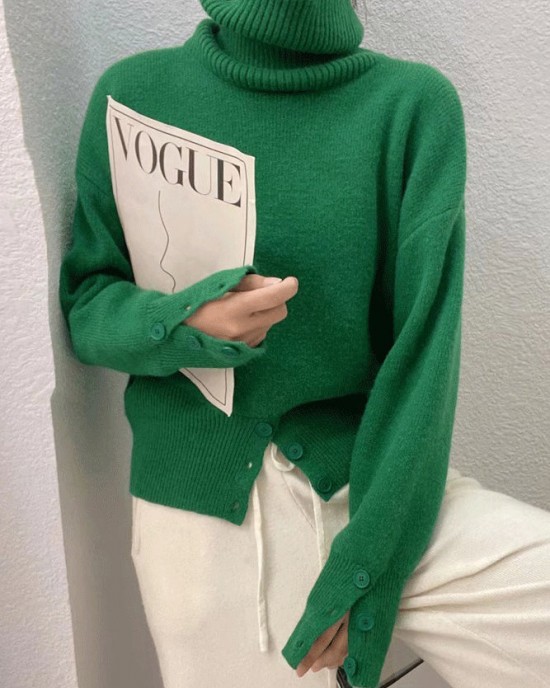 Italian White Hign Neck Button Open Patchwork Knit Sweater Fall Italian White Hign Neck Button Open Patchwork Knit Sweater Fall