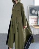 Chic Army Green Pockets Patchwork Button Zippered Fall Tie Waist Hooded Coat Long Sleeve Chic Army Green Pockets Patchwork Button Zippered Fall Tie Waist Hooded Coat Long Sleeve