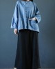 Loose stand collar Chinese Button clothes For Women Sleeve denim light blue shirts Loose stand collar Chinese Button clothes For Women Sleeve denim light blue shirts