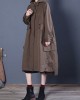 Chic Coffee Loose zippered Button Fall Hoodie Coat trench coats