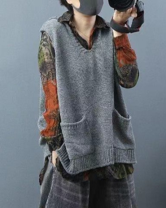 2025 New Loose Large Size Literary Hooded Knit Waistcoat Sweater Coat 2025 New Loose Large Size Literary Hooded Knit Waistcoat Sweater Coat