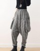 Original design retro gray thick loose large size warm knitted plaid Harlan bloomers Original design retro gray thick loose large size warm knitted plaid Harlan bloomers