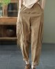 Organic Khaki Loose Pockets Harem Fall Pants Organic Khaki Loose Pockets Harem Fall Pants