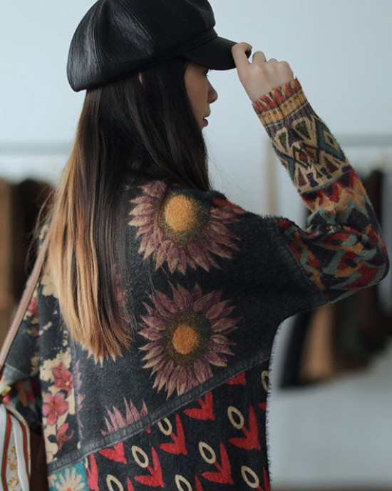 Beautiful Turtle Neck Print Mink Hair Knitted Sweater Tops Winter Beautiful Turtle Neck Print Mink Hair Knitted Sweater Tops Winter