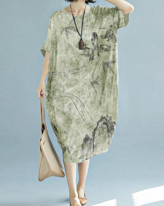 2025 blue long linen dress plus size O neck floral linen clothing dresses casual short sleeve baggy dresses linen caftans 2025 blue long linen dress plus size O neck floral linen clothing dresses casual short sleeve baggy dresses linen caftans