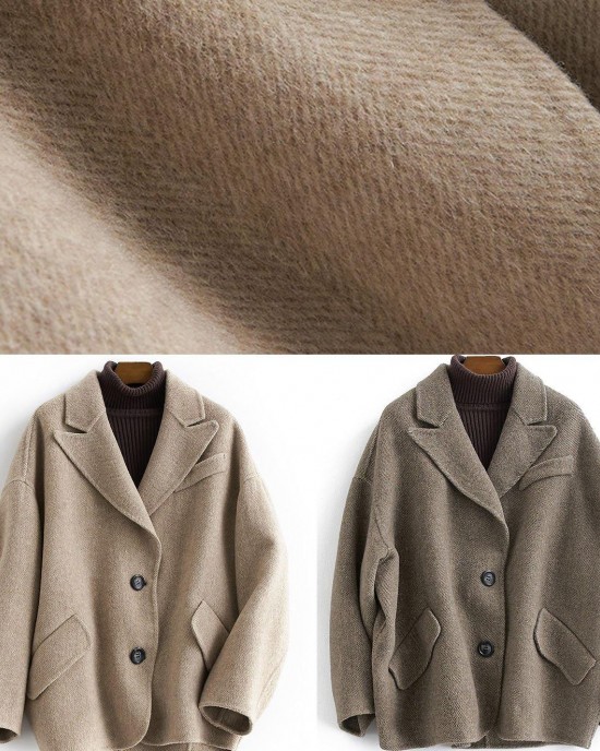 Luxury chocolate wool coat woman trendy plus size Coats Button Down women Notched coats Luxury chocolate wool coat woman trendy plus size Coats Button Down women Notched coats