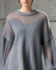 Boutique Grey Oversized Patchwork Tulle Knit Day Dress Fall Boutique Grey Oversized Patchwork Tulle Knit Day Dress Fall