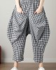 women black plaid casual cotton pants plus size big pockets crop pants women black plaid casual cotton pants plus size big pockets crop pants