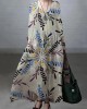Simple and Loose V-neck Cotton and Linen Dress Simple and Loose V-neck Cotton and Linen Dress