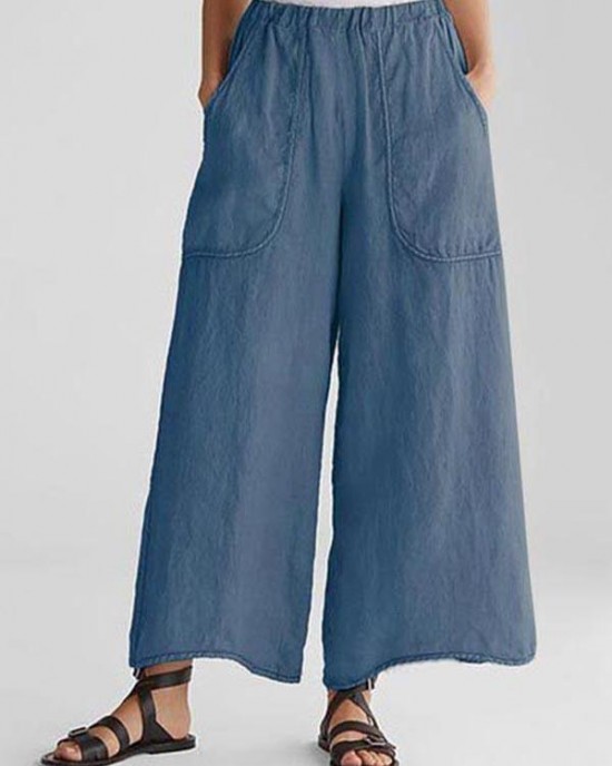 Cotton Linen Loose Wide Leg Casual Pants Cotton Linen Loose Wide Leg Casual Pants