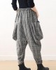 Original design retro gray thick loose large size warm knitted plaid Harlan bloomers Original design retro gray thick loose large size warm knitted plaid Harlan bloomers